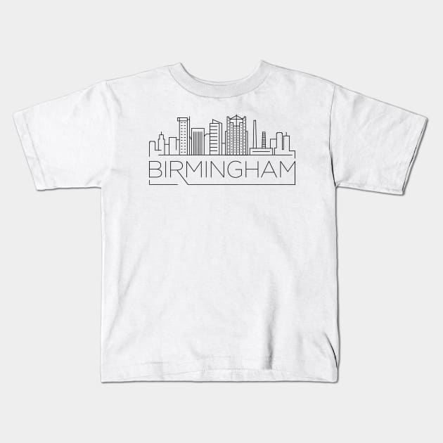 Birmingham Minimal Skyline Kids T-Shirt by kursatunsal